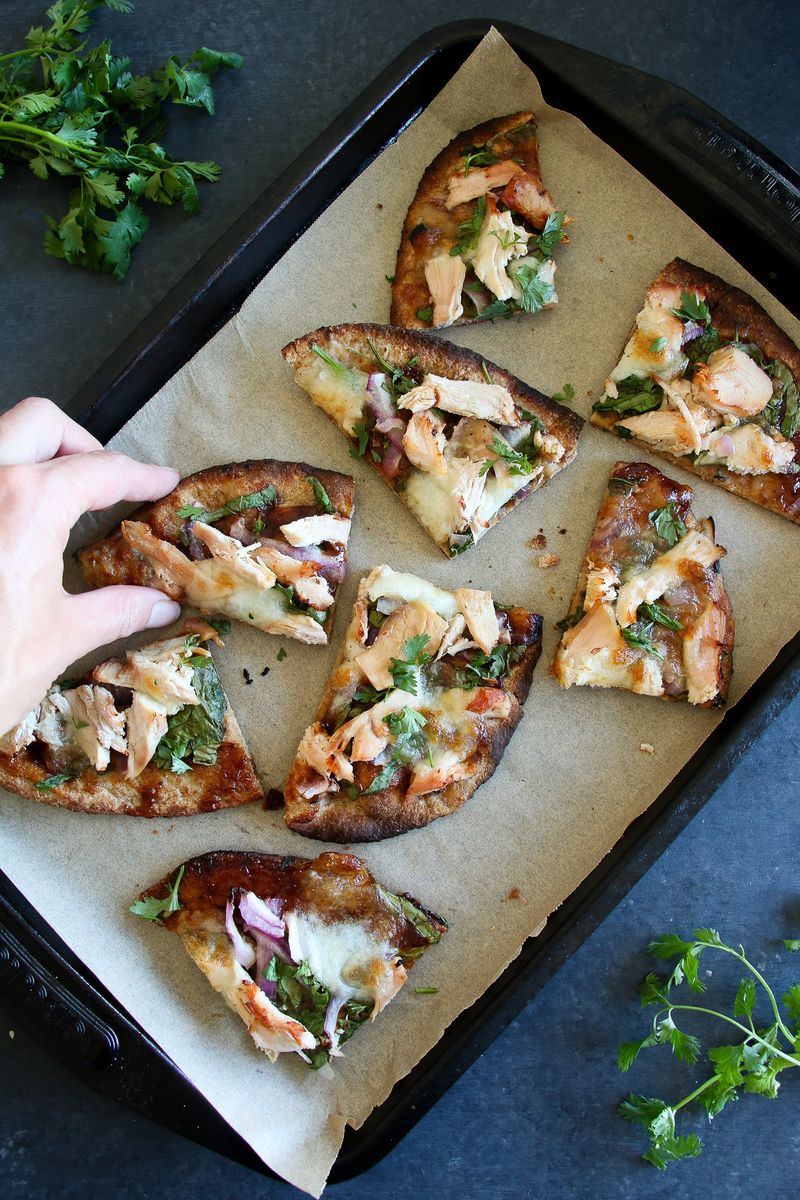Barbecue Chicken Naan Bread Pizza