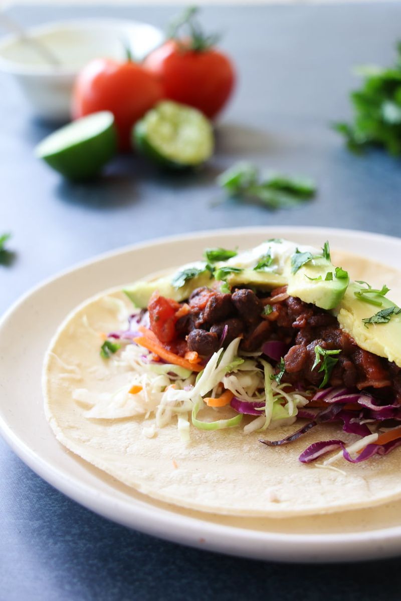 Reduced-Salt Black Bean Tacos with Lime Crema